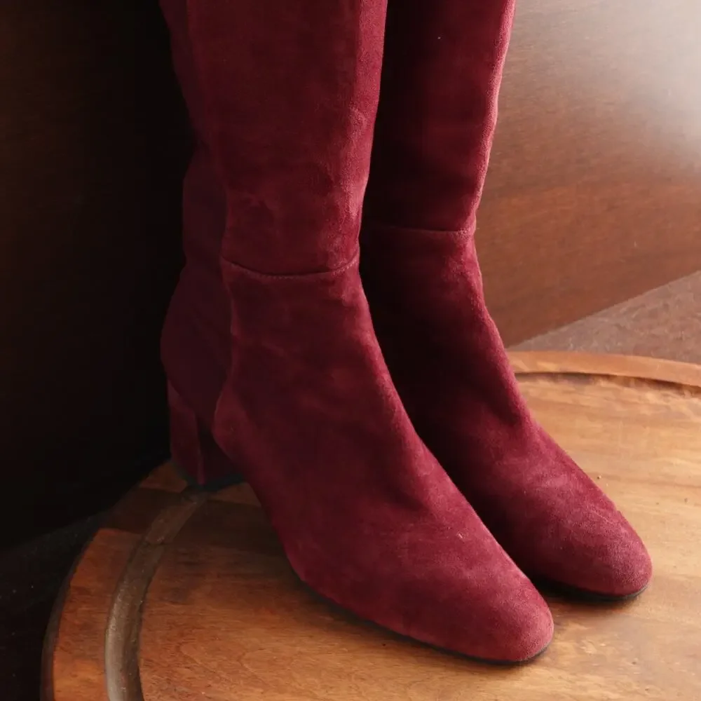 Stuart Weitzman Boots WMS SZ 5.5B Burgundy Gillian‎ 60 City Over The Knee Suede